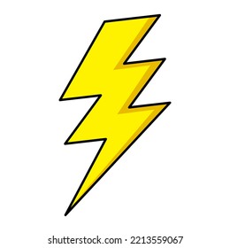 Lightning bolt icon of color style, design vector. Yellow thunder icon isolated on white background.