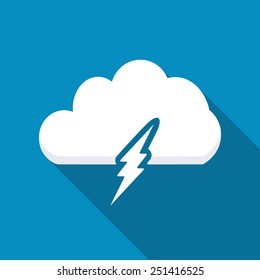 Lightning bolt icon design. Icons for mobile or web interface . Modern flat icon with long shadow effect
