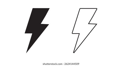 Diseño del icono del relámpago en el fondo blanco