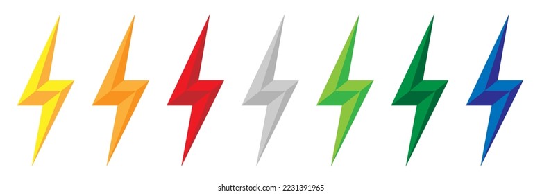 Lightning bolt icon. different colors of lightning bolt.