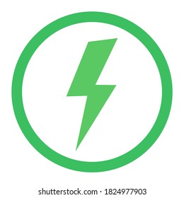 Lightning Bolt Icon. Electric Eco Energy Vector Simple Green Logo Isolated Vector. Flash Thunderbolt Abstract Illustration