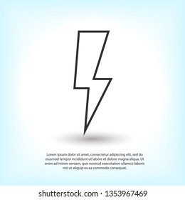 Lightning bolt icon. Lightning, electric power vector logo. Lightning bolt illustration isolated vector. Lightning bolt flat icon. Flash thunderbolt. Lightnings bolts icon EPS 10. 
