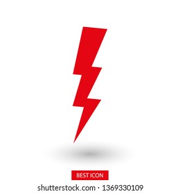 Lightning bolt icon. Lightning, electric power vector logo. Lightning bolt illustration isolated vector. Lightning bolt flat icon. Flash thunderbolt. Lightnings bolts icon EPS 10. 