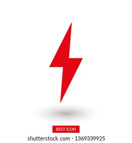 Lightning bolt icon. Lightning, electric power vector logo. Lightning bolt illustration isolated vector. Lightning bolt flat icon. Flash thunderbolt. Lightnings bolts icon EPS 10. 