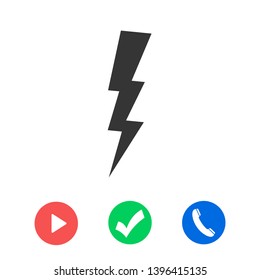 Lightning bolt icon. Lightning, electric power vector logo. Lightning bolt illustration isolated vector. Lightning bolt flat icon. Flash thunderbolt. Lightnings bolts icon EPS 10. 