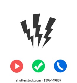 Lightning bolt icon. Lightning, electric power vector logo. Lightning bolt illustration isolated vector. Lightning bolt flat icon. Flash thunderbolt. Lightnings bolts icon EPS 10. 