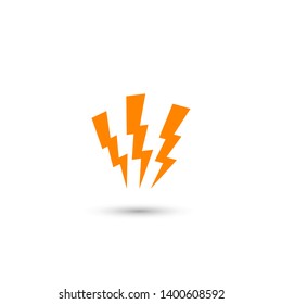 Lightning bolt icon. Lightning, electric power vector logo. Lightning bolt illustration isolated vector. Lightning bolt flat icon. Flash thunderbolt. Lightnings bolts icon EPS 10. 