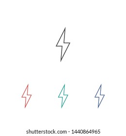 Lightning bolt icon. Lightning, electric power vector logo. Lightning bolt illustration isolated vector. Lightning bolt flat icon. Flash thunderbolt. Lightnings bolts icon EPS 10.