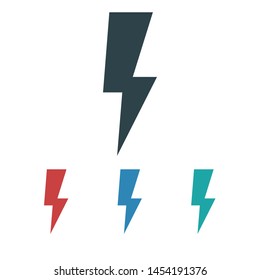 Lightning bolt icon. Lightning, electric power vector logo. Lightning bolt illustration isolated vector. Lightning bolt flat icon. Flash thunderbolt. Lightnings bolts icon EPS 10.