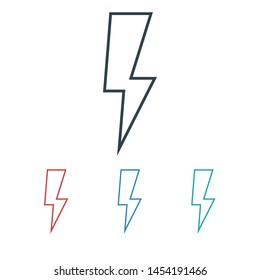 Lightning bolt icon. Lightning, electric power vector logo. Lightning bolt illustration isolated vector. Lightning bolt flat icon. Flash thunderbolt. Lightnings bolts icon EPS 10.