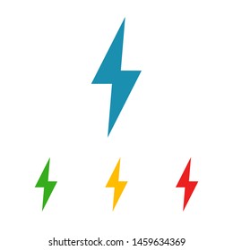 Lightning bolt icon. Lightning, electric power vector logo. Lightning bolt illustration isolated vector. Lightning bolt flat icon. Flash thunderbolt. Lightnings bolts icon EPS 10.