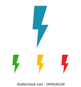 Lightning bolt icon. Lightning, electric power vector logo. Lightning bolt illustration isolated vector. Lightning bolt flat icon. Flash thunderbolt. Lightnings bolts icon EPS 10.