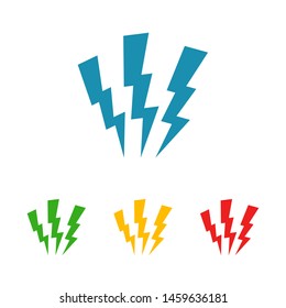 Lightning bolt icon. Lightning, electric power vector logo. Lightning bolt illustration isolated vector. Lightning bolt flat icon. Flash thunderbolt. Lightnings bolts icon EPS 10.