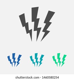 Lightning bolt icon. Lightning, electric power vector logo. Lightning bolt illustration isolated vector. Lightning bolt flat icon. Flash thunderbolt. Lightnings bolts icon EPS 10.