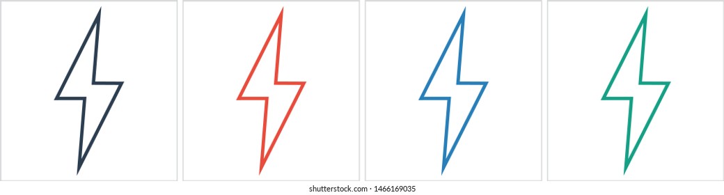 Lightning bolt icon. Lightning, electric power vector logo. Lightning bolt illustration isolated vector. Lightning bolt flat icon. Flash thunderbolt. Lightnings bolts icon EPS 10.