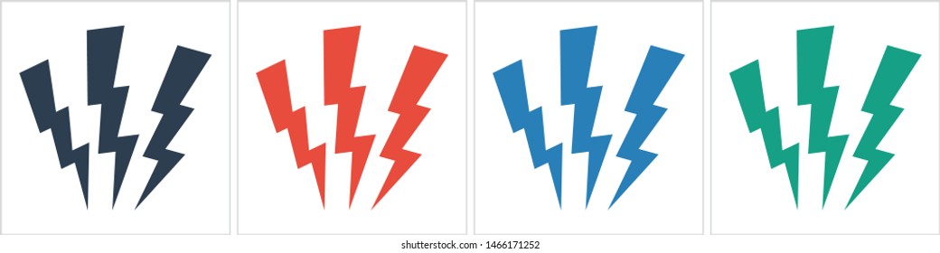 Lightning bolt icon. Lightning, electric power vector logo. Lightning bolt illustration isolated vector. Lightning bolt flat icon. Flash thunderbolt. Lightnings bolts icon EPS 10.