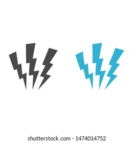 Lightning bolt icon. Lightning, electric power vector logo. Lightning bolt illustration isolated vector. Lightning bolt flat icon. Flash thunderbolt. Lightnings bolts icon EPS 10.