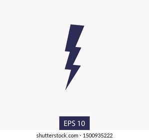 Lightning bolt icon. Lightning, electric power vector logo. Lightning bolt illustration isolated vector. Lightning bolt flat icon. Flash thunderbolt. Lightnings bolts icon EPS 10.