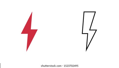 Lightning bolt icon. Lightning, electric power vector logo. Lightning bolt illustration isolated vector. Lightning bolt flat icon. Flash thunderbolt. Lightnings bolts icon EPS 10.