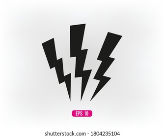 Lightning bolt icon. Lightning, electric power vector logo. Lightning bolt illustration isolated vector. Lightning bolt flat icon. Flash thunderbolt. Lightnings bolts icon EPS 10.