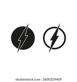Lightning bolt icon. Electric power symbol. Thunder energy element. Vector illustration.