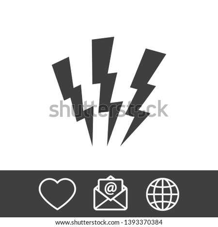 Lightning bolt icon. Lightning, electric power vector logo. Lightning bolt illustration isolated vector. Lightning bolt flat icon. Flash thunderbolt. Lightnings bolts icon EPS 10. 