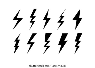 lightning bolt icon. energy power thnder flash electric volt sign vector illustration isolated on white background. thunderstorm logo 