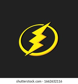Lightning bolt icon, Energy and thunder electricity symbol concept, Flash sign in the circle, vector Illustration