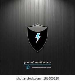 Lightning bolt, icon, image on the shield, design background