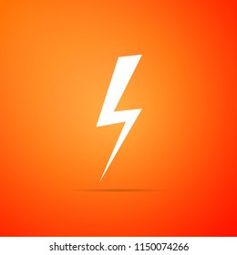 Lightning bolt icon isolated on orange background. Flash icon. Charge flash icon. Thunder bolt. Lighting strike. Flat design. Vector Illustration