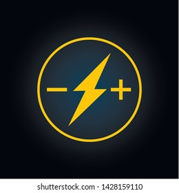 Lightning bolt icon isolated on black background. Vector illustration.