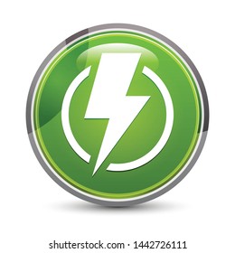 Lightning bolt icon isolated on elegant green round button vector illustration