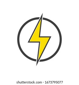 Lightning bolt icon isolated on white background. Vector illustration. Eps 10.