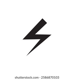 Lightning bolt icon isolated on white background.