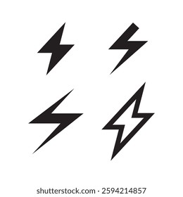Lightning bolt icon isolated on white background.