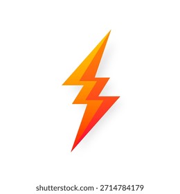 Lightning bolt icon isolated on white background. Vintage flash symbol, thunderbolt with grunge texture. Simple lightning strike sign. Vector illustration