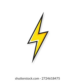 Lightning bolt icon isolated on white background. Vintage flash symbol, thunderbolt with grunge texture. Simple lightning strike sign. Vector illustration
