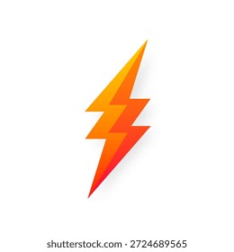 Lightning bolt icon isolated on white background. Vintage flash symbol, thunderbolt with grunge texture. Simple lightning strike sign. Vector illustration