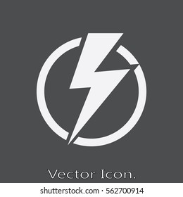 Lightning bolt. Icon isolated sign symbol and flat style for app, web and digital design. Vector illustration.