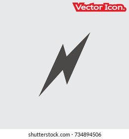 Lightning bolt Icon isolated sign symbol and flat style for app, web and digital design. Vector illustration.