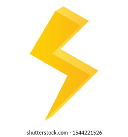 Lightning bolt icon. Isometric of lightning bolt vector icon for web design isolated on white background