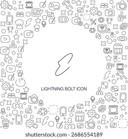 Lightning Bolt Icon, line style with mosaic icon background, great for web and background use.