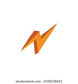 Lightning bolt icon, on white background. Electric power icon symbol. Vector illustration.