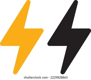 Symbol-Set für Blitzbolzen Elektrische Vektorsymbole, Blitzlichtblitz-Symbole. Sammlung von Flash-Symbolen. Bolzen-Logo. Elektrische Symbole. Elektrische Blitzsymbole. Lichtzeichen.