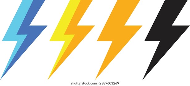 lightning bolt icon set. Electric vector icons, Bolt lightning flash icons. Flash icons collection. Bolt logo. Electric symbols. Electric lightning bolt symbols. Flash light sign
