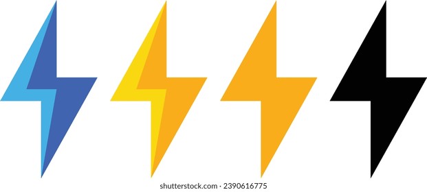 lightning bolt icon set. Electric vector icons, Bolt lightning flash icons. Flash icons collection. Bolt logo. Electric symbols. Electric lightning bolt symbols. Flash light sign