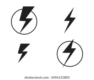 lightning bolt icon set. Electric vector icons, Bolt lightning flash icons. Flash icons collection. Bolt logo. Electric symbols. Electric lightning bolt symbols. Flash light sign.