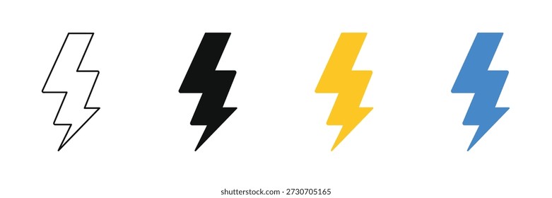 lightning bolt icon set. electricity symbol. lightning bolt icon. vector illustration