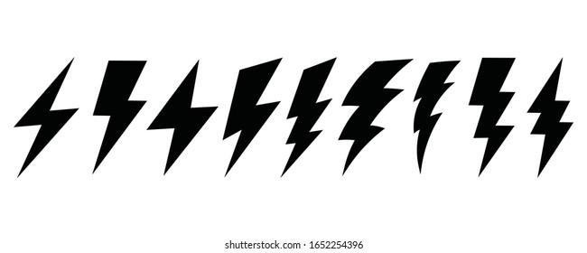 Lightning bolt icon set, Energy and thunder electricity symbol concept, vector Illustration