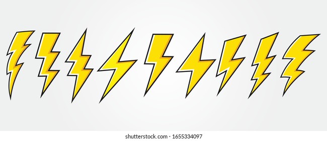 Lightning bolt icon set, Energy and thunder electricity symbol concept, vector Illustration